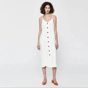Anthropologie EVERLY White Sleeveless Button-Up Midi Dress Size Small